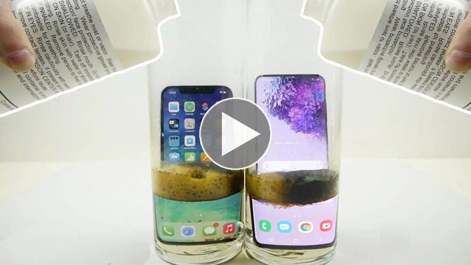 iPhone 12 Vs Samsung man put acid in both the phones, see which mobile went in the video